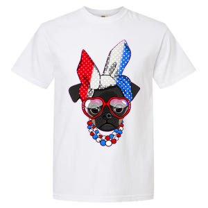 Red White And Blue Hipster Pug Garment-Dyed Heavyweight T-Shirt