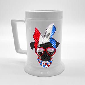 Red White And Blue Hipster Pug Beer Stein