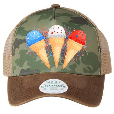 Red White and Blue USA American Ice Cream Cones Legacy Tie Dye Trucker Hat