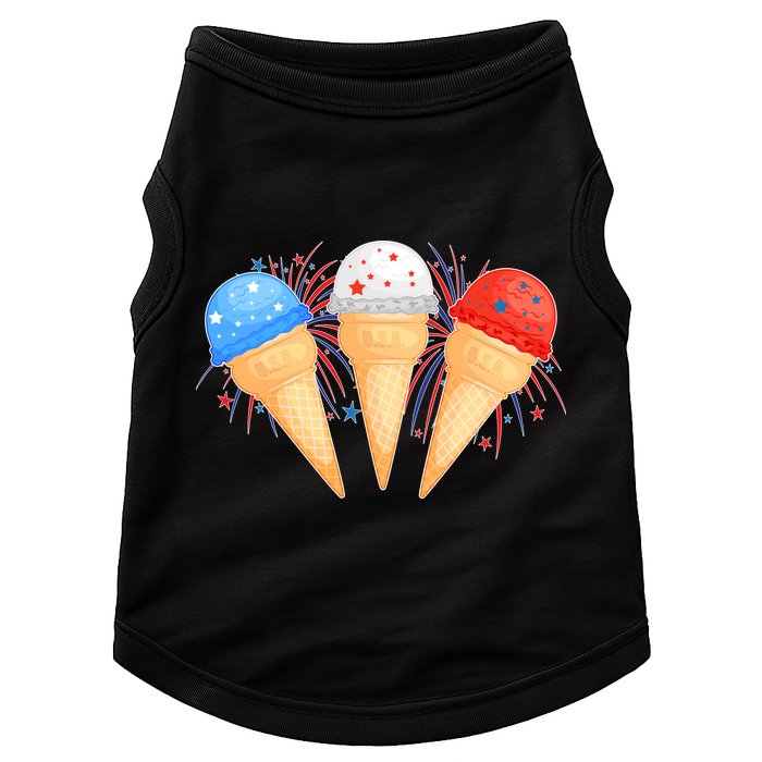 Red White and Blue USA American Ice Cream Cones Doggie Tank