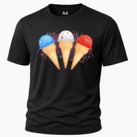 Red White and Blue USA American Ice Cream Cones Cooling Performance Crew T-Shirt