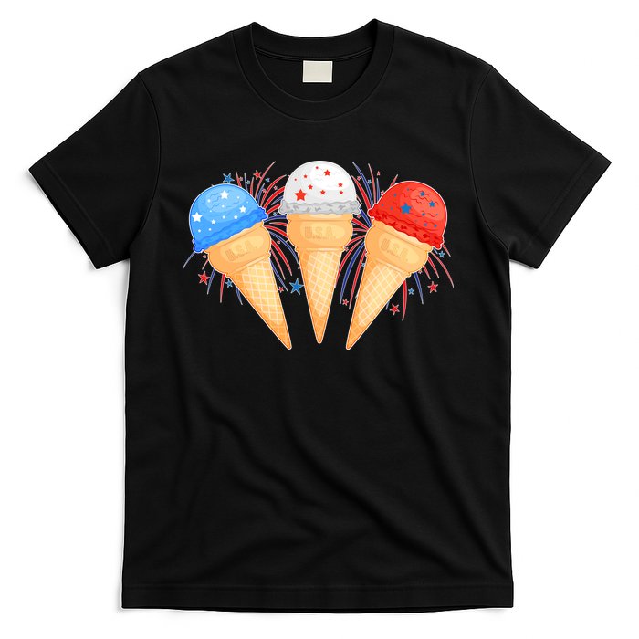 Red White and Blue USA American Ice Cream Cones T-Shirt