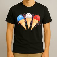 Red White and Blue USA American Ice Cream Cones T-Shirt