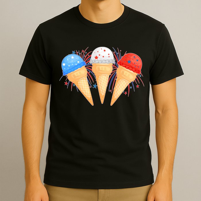 Red White and Blue USA American Ice Cream Cones T-Shirt