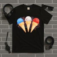 Red White and Blue USA American Ice Cream Cones T-Shirt