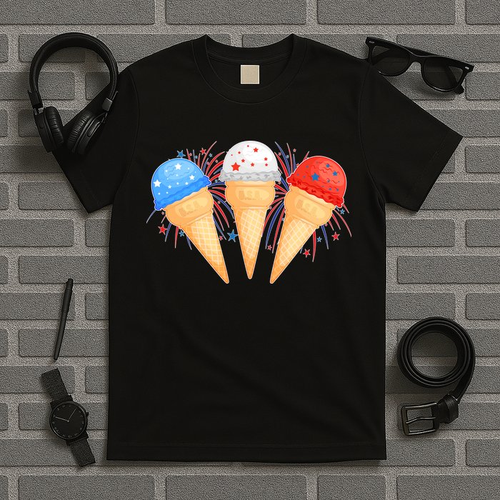 Red White and Blue USA American Ice Cream Cones T-Shirt