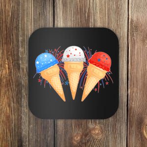 Red White and Blue USA American Ice Cream Cones Coaster