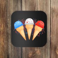 Red White and Blue USA American Ice Cream Cones Coaster