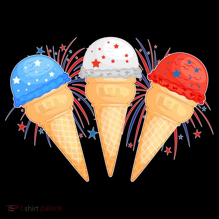 Red White and Blue USA American Ice Cream Cones Flatbill Hat