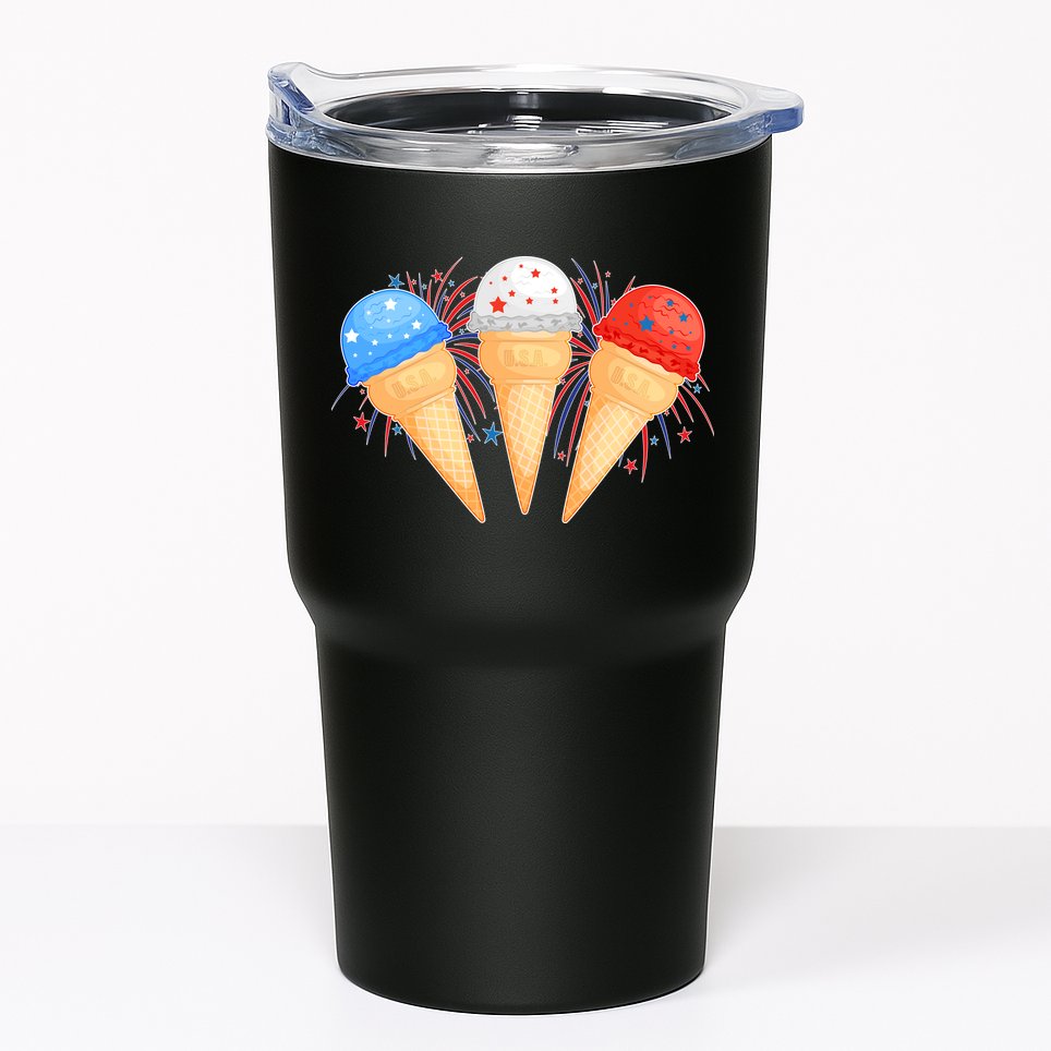 Red White and Blue USA American Ice Cream Cones Tumbler