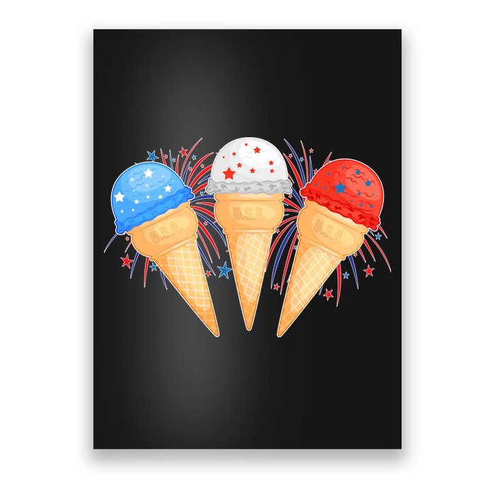 Red White and Blue USA American Ice Cream Cones Poster