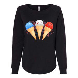 Red White and Blue USA American Ice Cream Cones Womens California Wash Sweatshirt