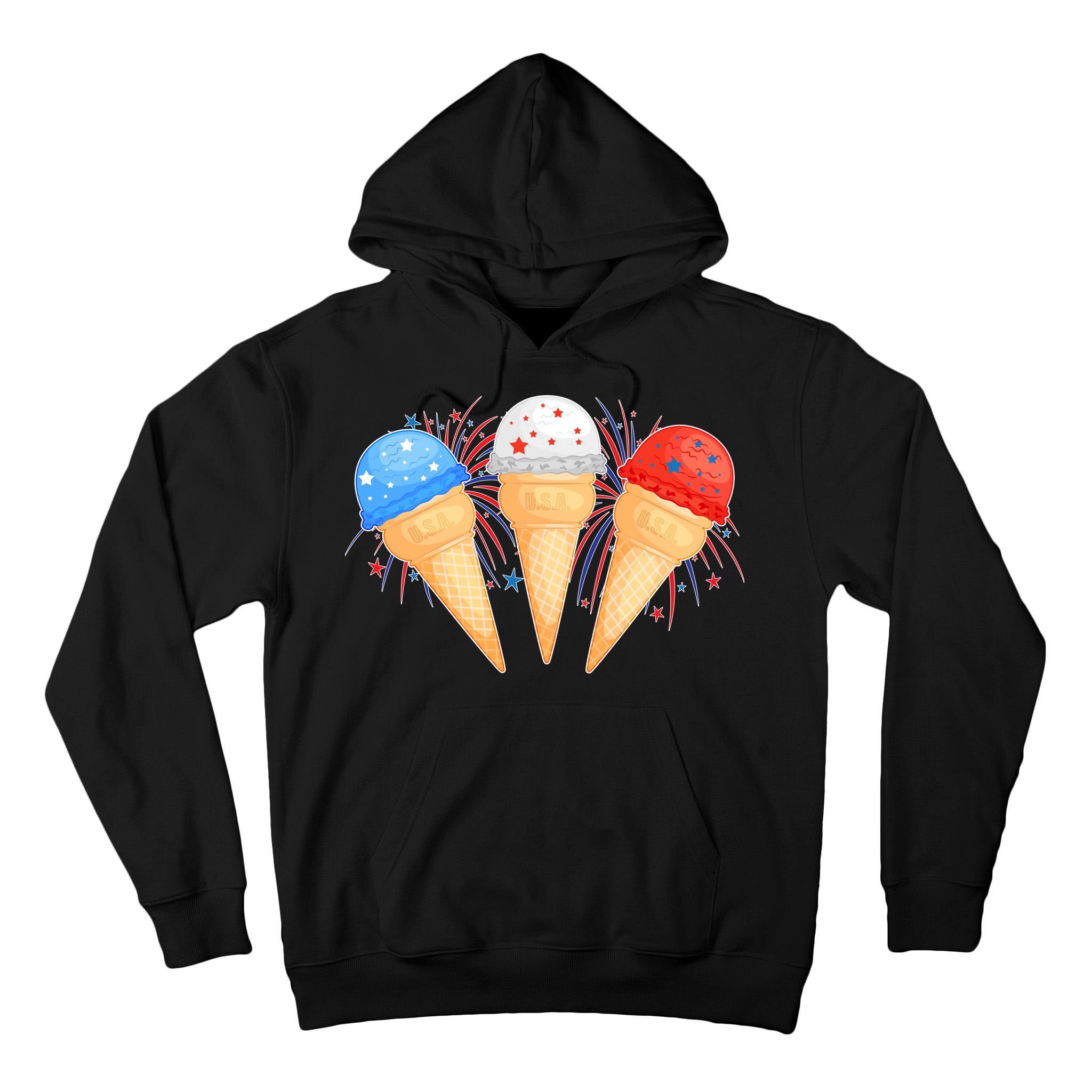 Red White and Blue USA American Ice Cream Cones Tall Hoodie