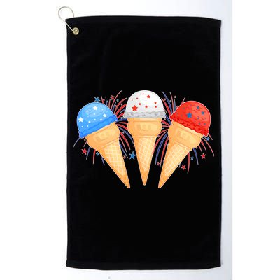 Red White and Blue USA American Ice Cream Cones Golf Towel
