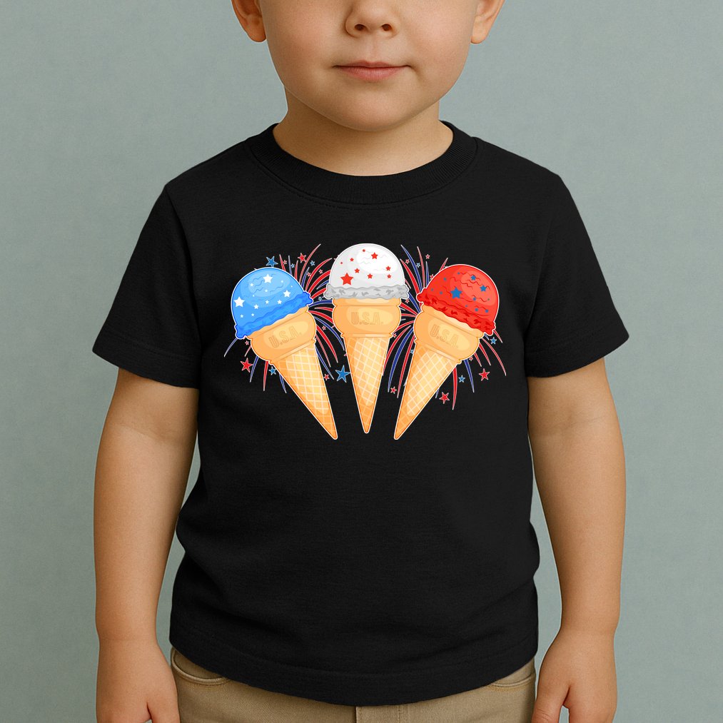 Red White and Blue USA American Ice Cream Cones Toddler T-Shirt
