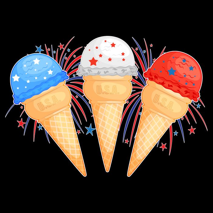 Red White and Blue USA American Ice Cream Cones Women's V-Neck T-Shirt