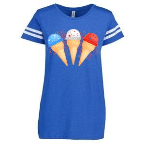 Red White and Blue USA American Ice Cream Cones Enza Ladies Jersey Football T-Shirt