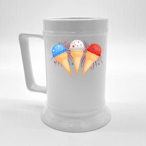 Red White and Blue USA American Ice Cream Cones Beer Stein