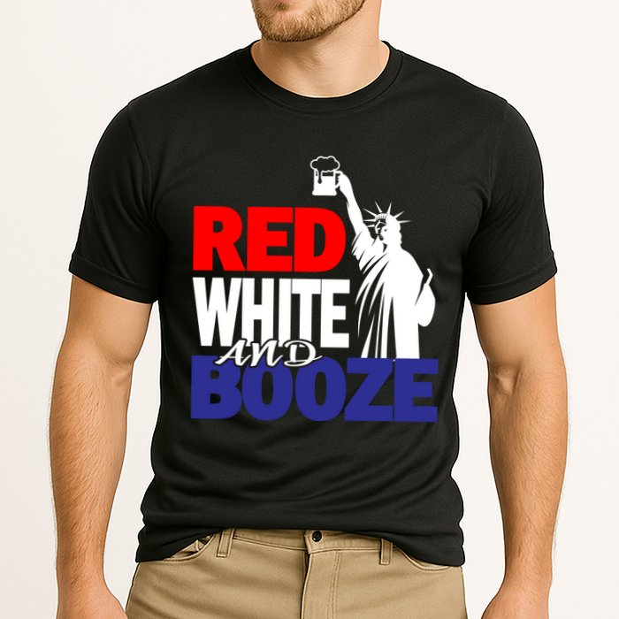 Red White and Booze USA Beer Cooling Performance Crew T-Shirt