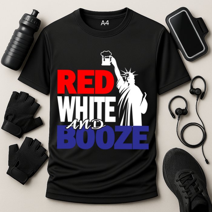 Red White and Booze USA Beer Cooling Performance Crew T-Shirt