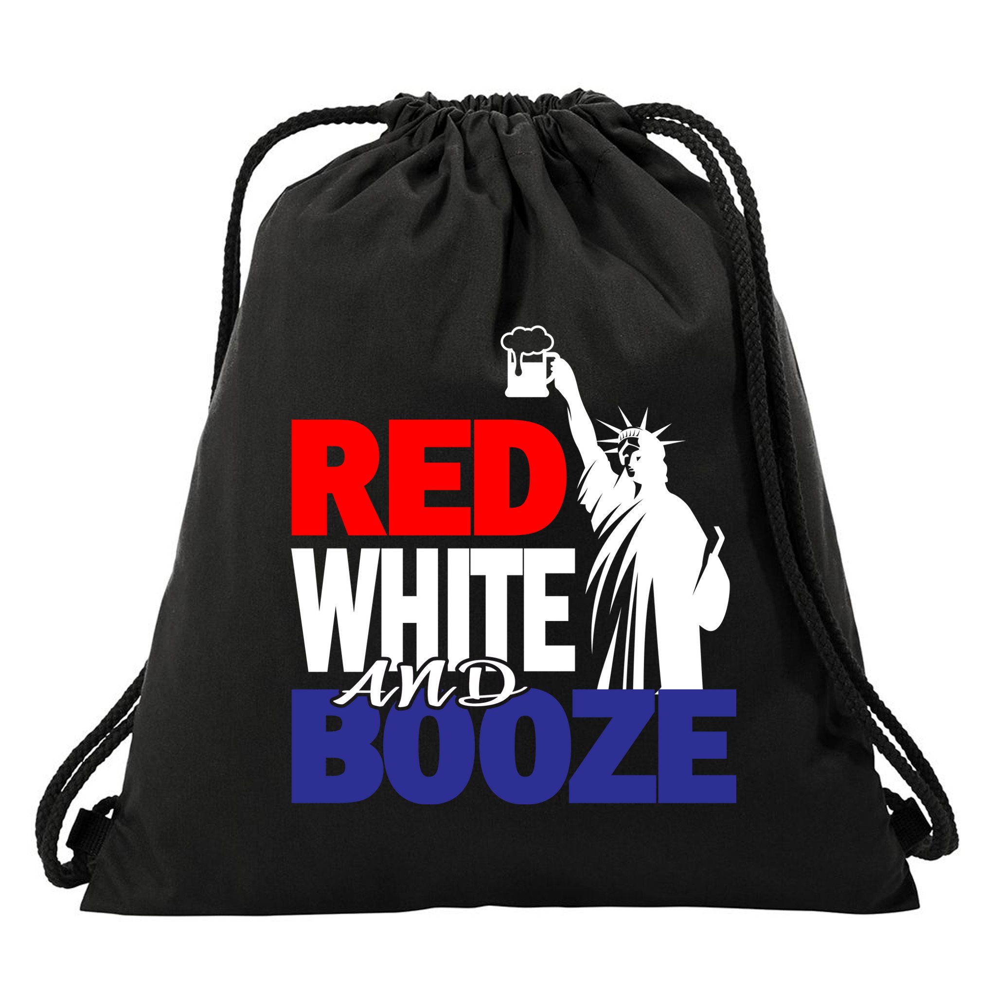 Red White and Booze USA Beer Drawstring Bag