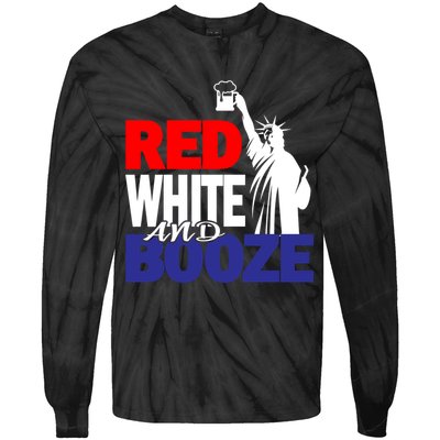 Red White and Booze USA Beer Tie-Dye Long Sleeve Shirt