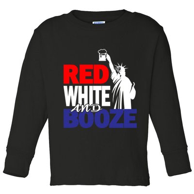 Red White and Booze USA Beer Toddler Long Sleeve Shirt