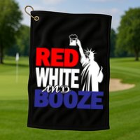 Red White and Booze USA Beer Golf Towel