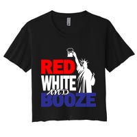 Red White and Booze USA Beer Women's Crop Top Tee