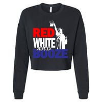 Red White and Booze USA Beer Cropped Pullover Crew