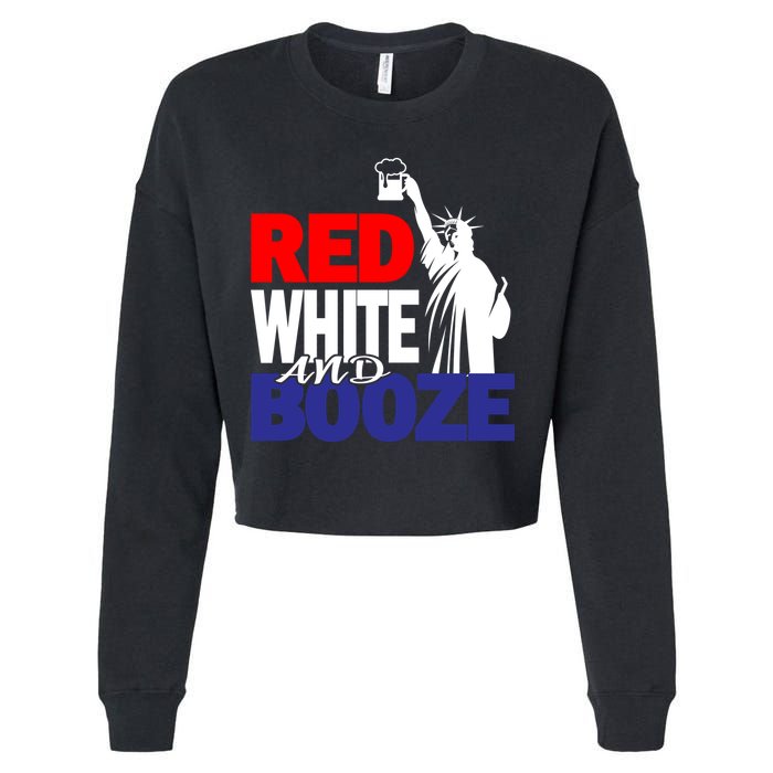 Red White and Booze USA Beer Cropped Pullover Crew