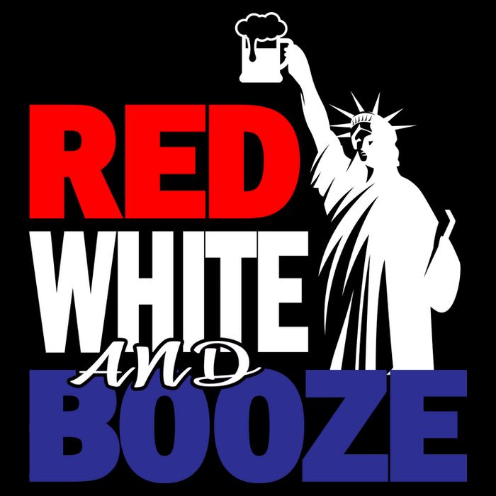 Red White and Booze USA Beer Cropped Pullover Crew