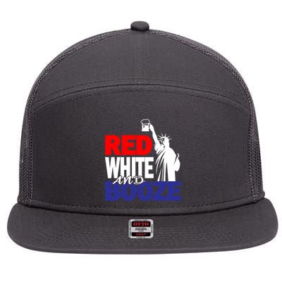 Red White and Booze USA Beer 7 Panel Mesh Trucker Snapback Hat