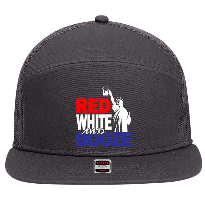 Red White and Booze USA Beer 7 Panel Mesh Trucker Snapback Hat