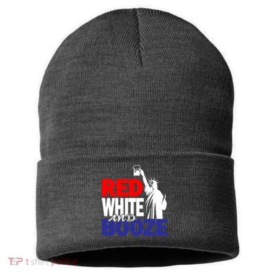 Red White and Booze USA Beer Sustainable Knit Beanie