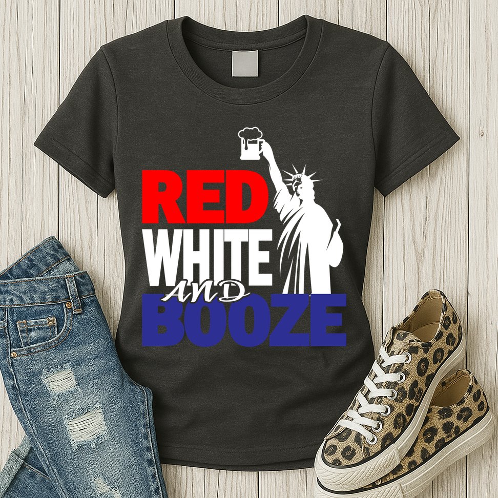 Red White and Booze USA Beer Womens T-Shirt