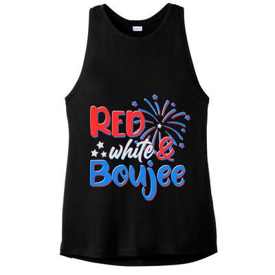 Red White And Boujee 4th of July Fireworks Ladies PosiCharge Tri-Blend Wicking Tank