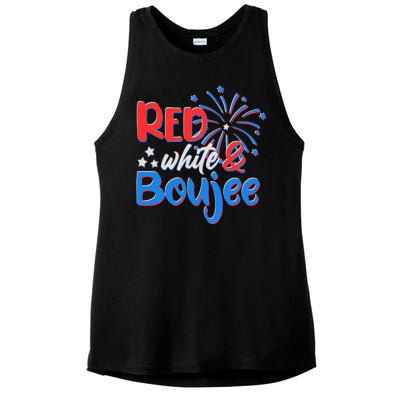 Red White And Boujee 4th of July Fireworks Ladies PosiCharge Tri-Blend Wicking Tank