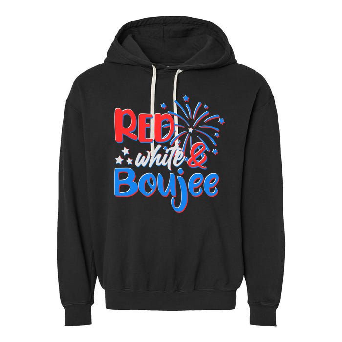 Red White And Boujee 4th of July Fireworks Garment-Dyed Fleece Hoodie