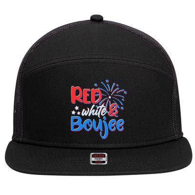 Red White And Boujee 4th of July Fireworks 7 Panel Mesh Trucker Snapback Hat