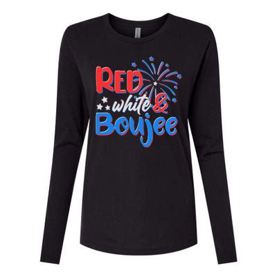 Red White And Boujee 4th of July Fireworks Womens Cotton Relaxed Long Sleeve T-Shirt