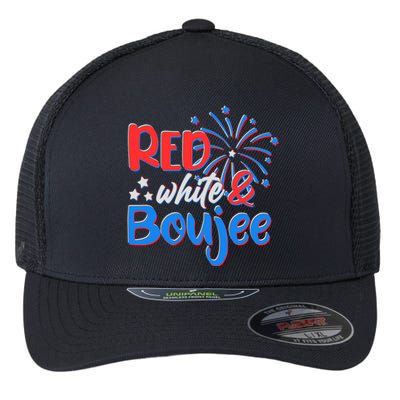 Red White And Boujee 4th of July Fireworks Flexfit Unipanel Trucker Cap