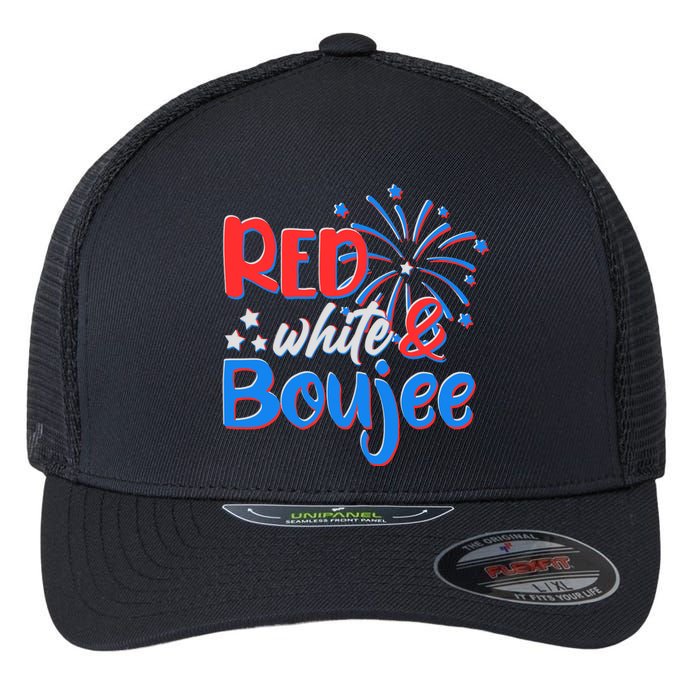 Red White And Boujee 4th of July Fireworks Flexfit Unipanel Trucker Cap