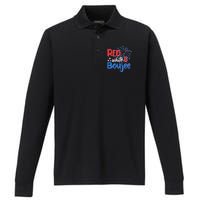 Red White And Boujee 4th of July Fireworks Performance Long Sleeve Polo