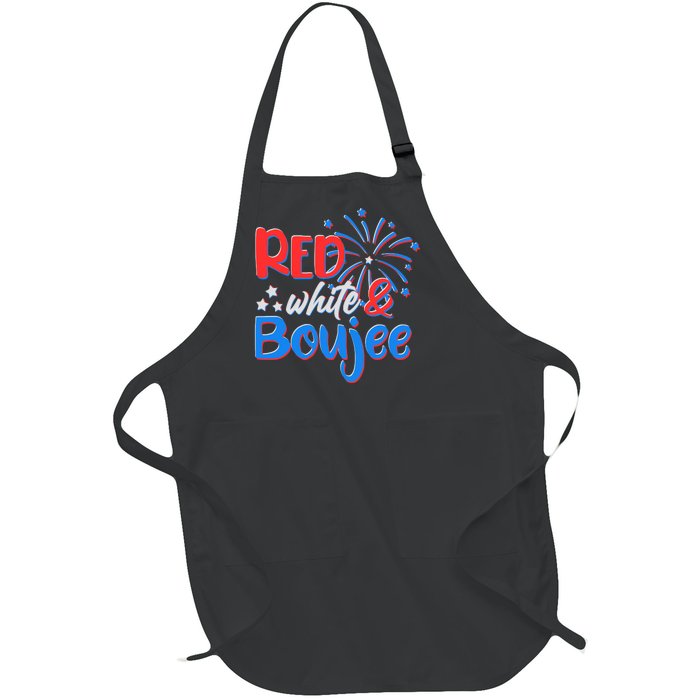 Red White And Boujee 4th of July Fireworks Full-Length Apron With Pockets