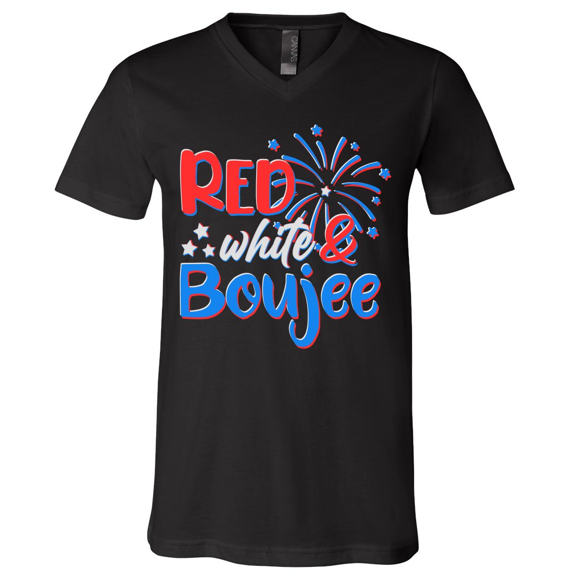 Red White And Boujee 4th of July Fireworks V-Neck T-Shirt