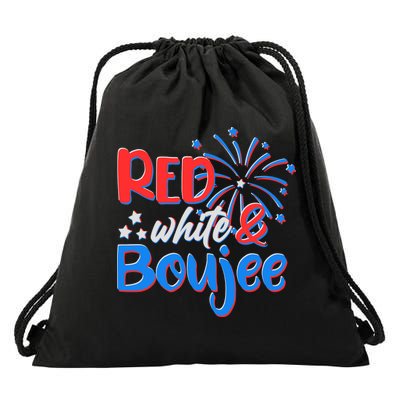 Red White And Boujee 4th of July Fireworks Drawstring Bag