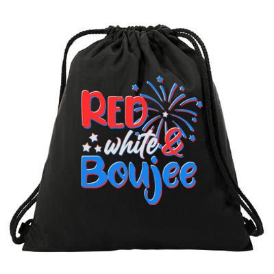 Red White And Boujee 4th of July Fireworks Drawstring Bag