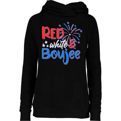 Red White And Boujee 4th of July Fireworks Womens Funnel Neck Pullover Hood