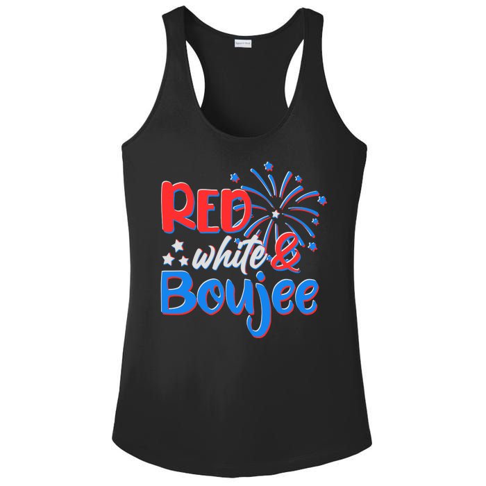 Red White And Boujee 4th of July Fireworks Ladies PosiCharge Competitor Racerback Tank